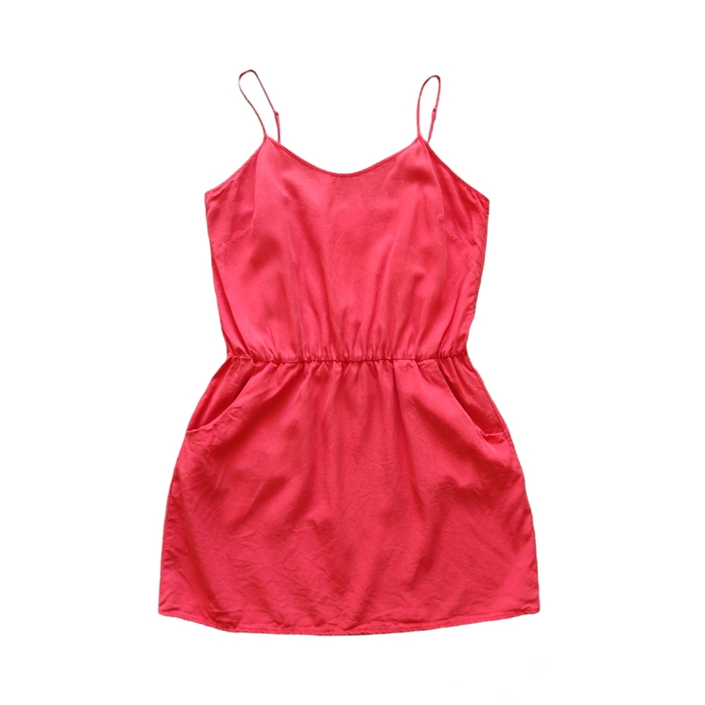 Loft82 Coral Red Tencel Minidress with Pockets Medium